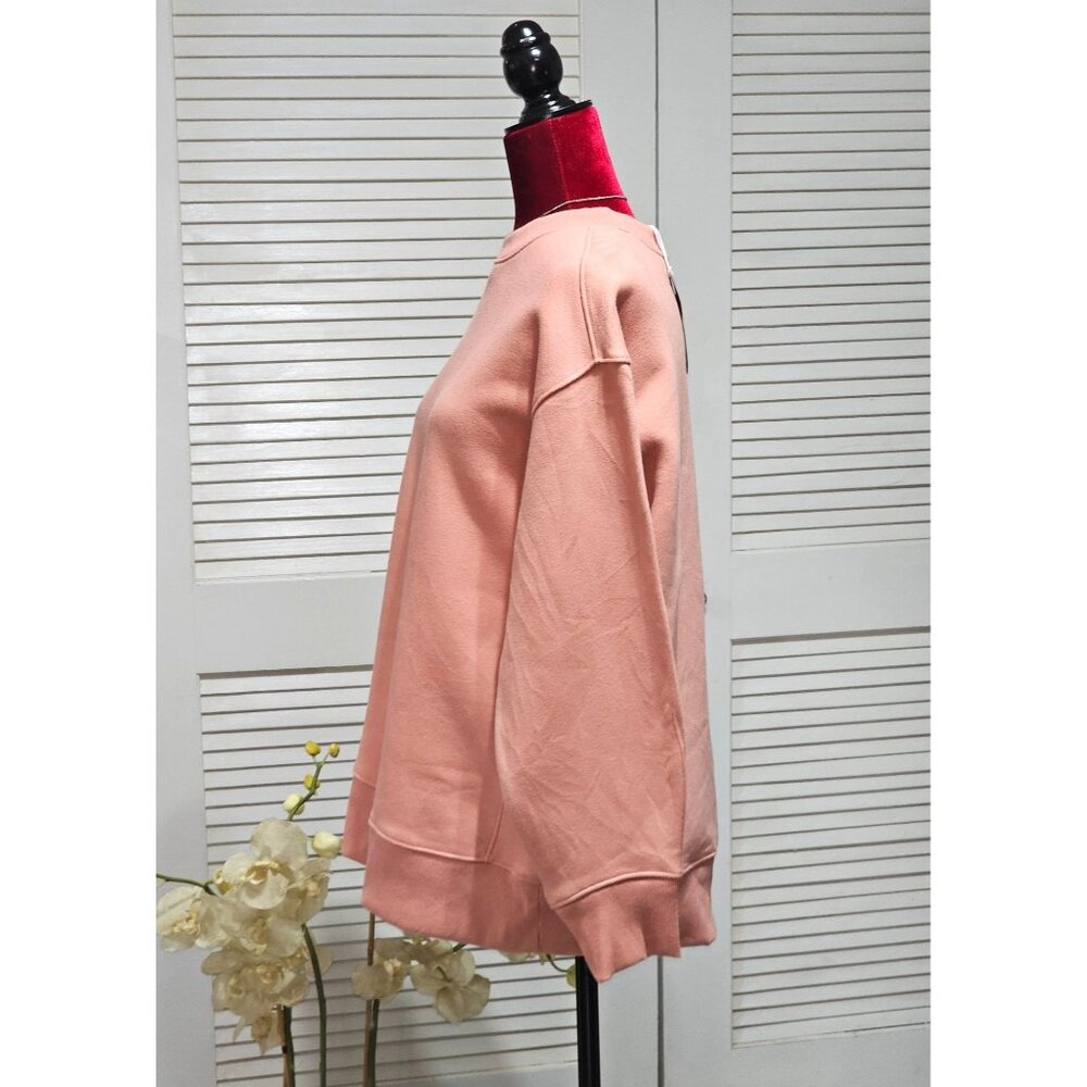 NWT Everlane Women's Coral Pink Cotton Merino Summer Crew Sweatershirt Sz S 1832 - Picture 3 of 11